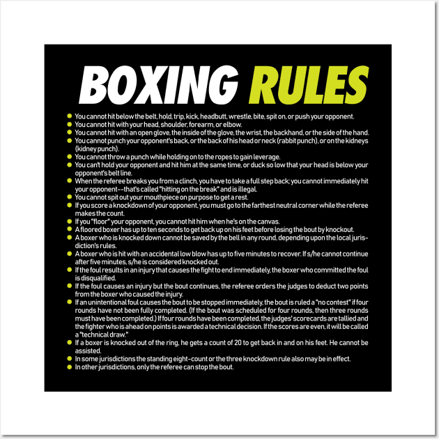 Boxing Rules Wall Art by Bobtees